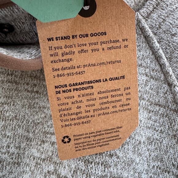 Prana Tri Thermal Thread Tunic Pullover Glacier Gray Medium NWT Basic Recycled - Picture 10 of 13